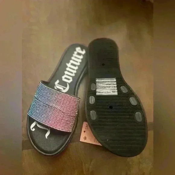 Juicy Couture Womens Slip On Rainbow Bling Rhinestone Slides Sandals Size 5M NEW - Picture 5 of 5